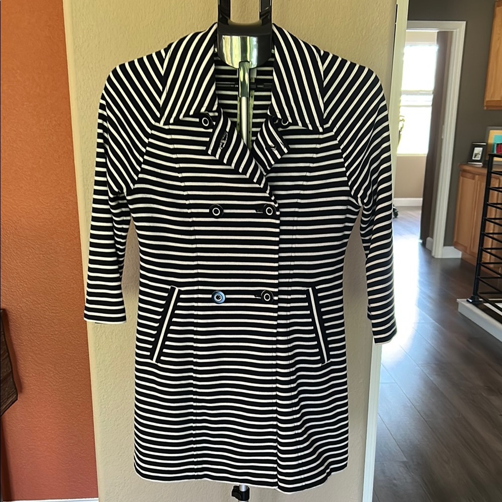 CAbi White and Blue Trench Coat
